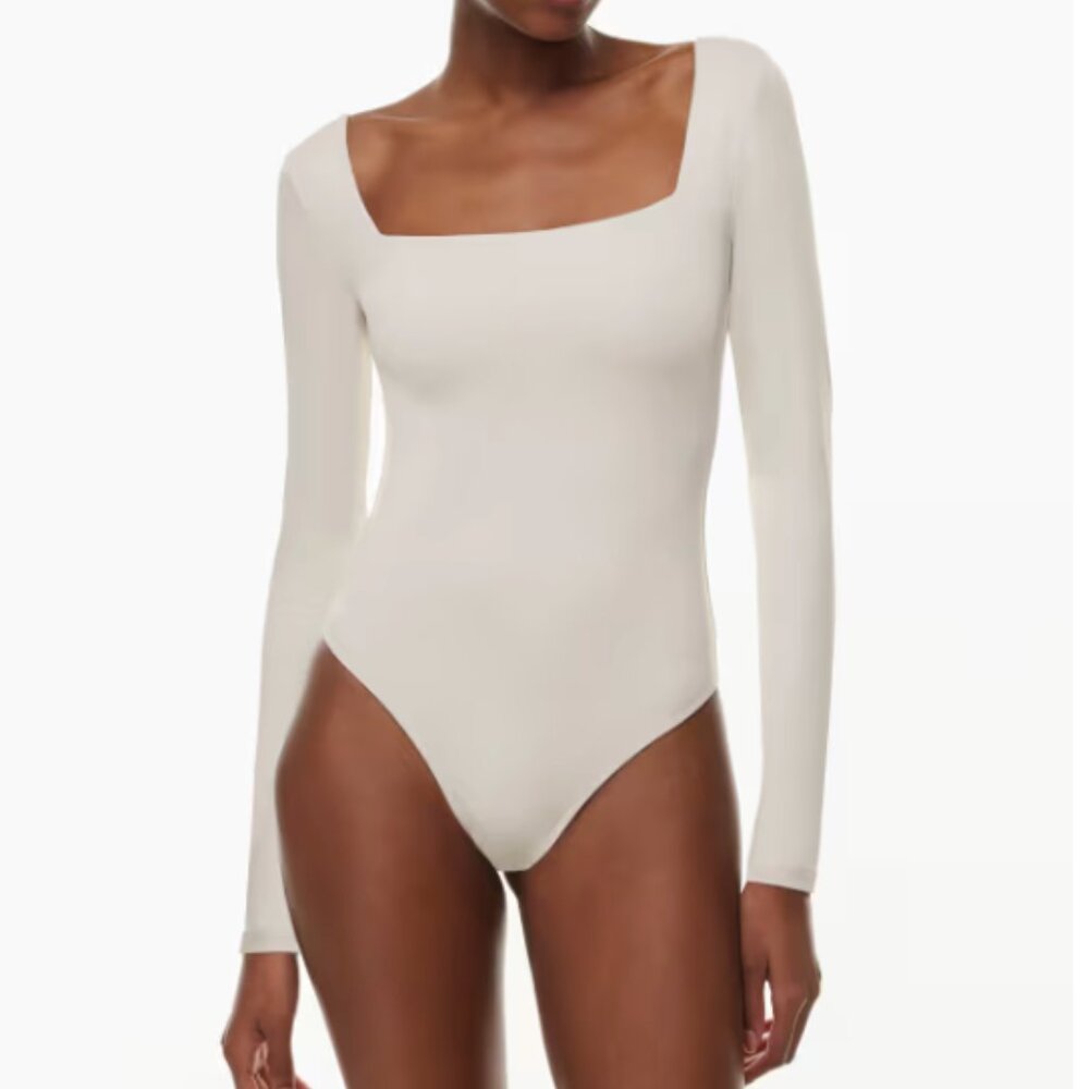 Aritzia - Babaton | Long Sleeve Squareneck Bodysuit in Matte Pearl